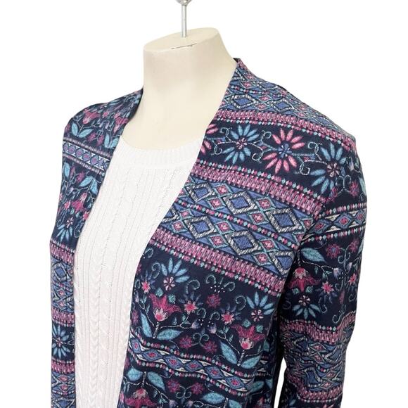 AGNES & DORA Bohemian Printed Open Duster Cardigan with Pockets SZ 8 - Picture 1 of 11